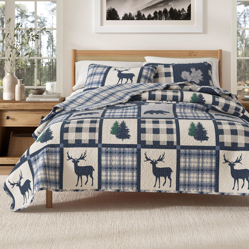 Lodge Quilt Set - 2-Piece Size Rustic Bedding Set - Lightweight, All-Season, Reversible Bedspread
