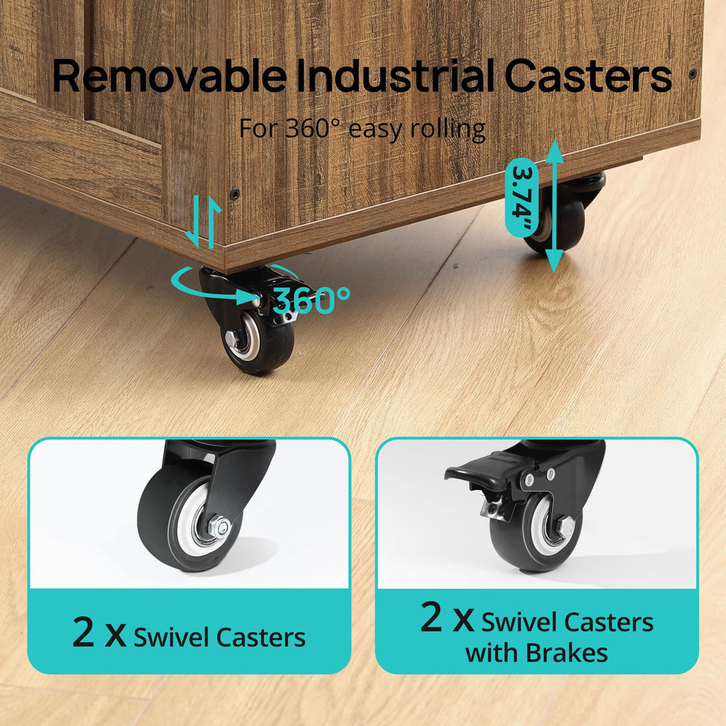 Storage Chest, 39.4'' Wooden Storage Bench with 4 Wheels & 2 Safety Hinges, Retro Toy Box Support 300 lbs, Easy