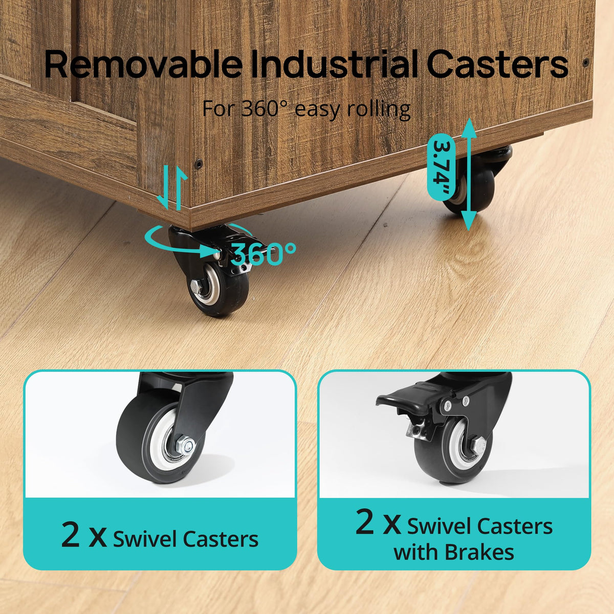Storage Chest, 39.4'' Wooden Storage Bench with 4 Wheels & 2 Safety Hinges, Retro Toy Box Support 300 lbs, Easy