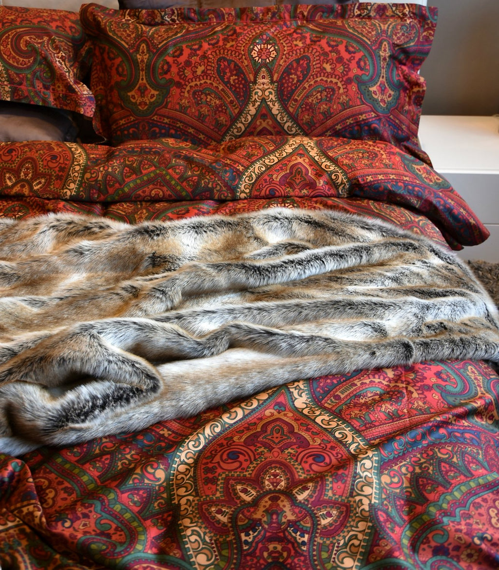 Boho Paisley Print Luxury Duvet Quilt Cover and Shams 3pc Bedding Set Bohemian Damask Medallion Egyptian Cotton