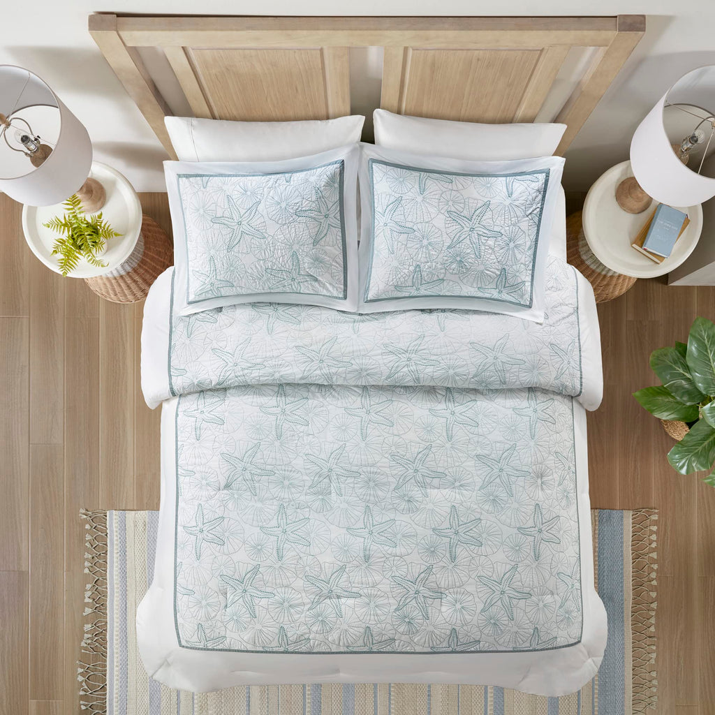 4-Piece Maya Bay Cotton Embroidered Oversized Comforter Set, White