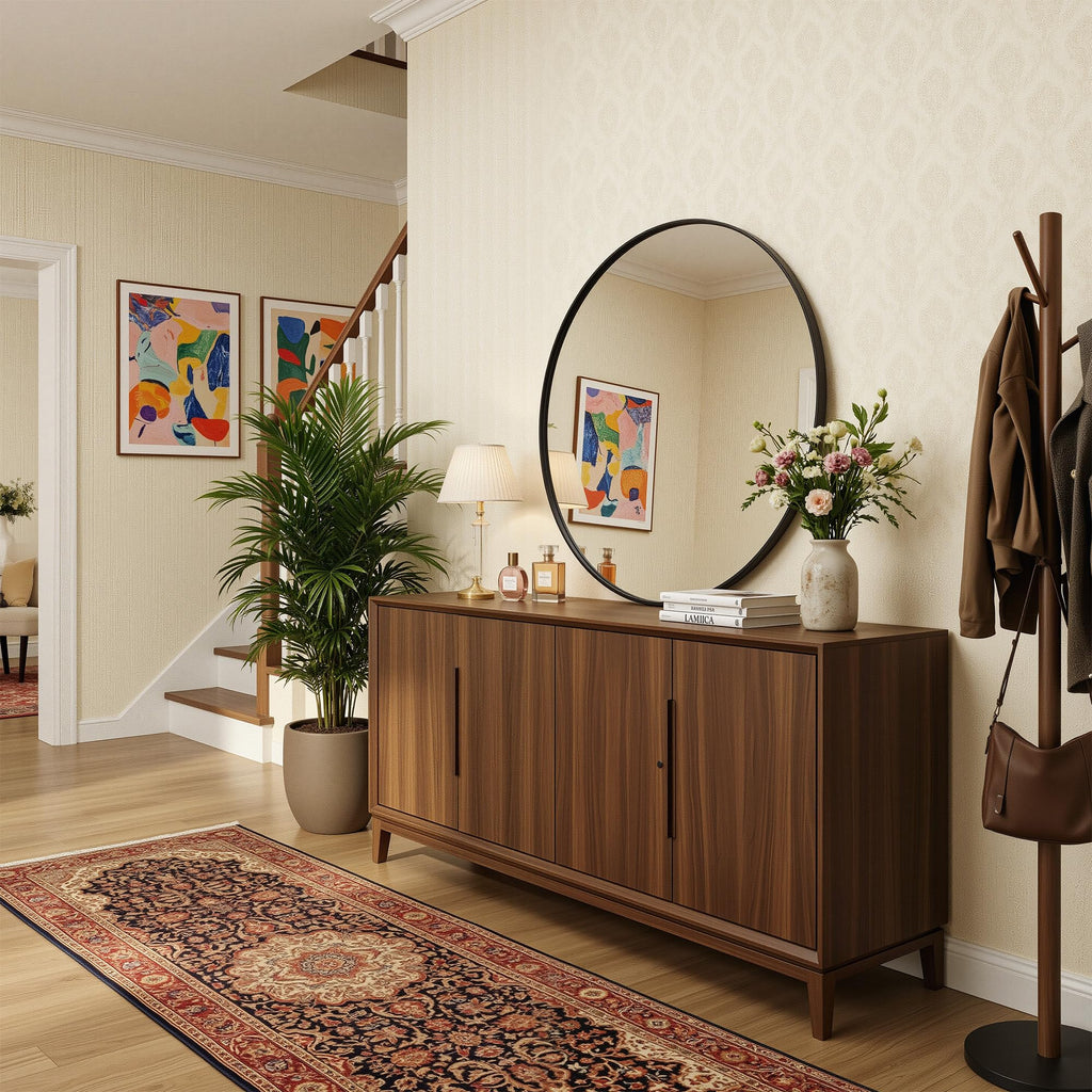 30 Inch Round Mirror for Wall, Round Bathroom Mirror, Circle Wall Mirrors with Black Metal Frame, Circle Mirrors