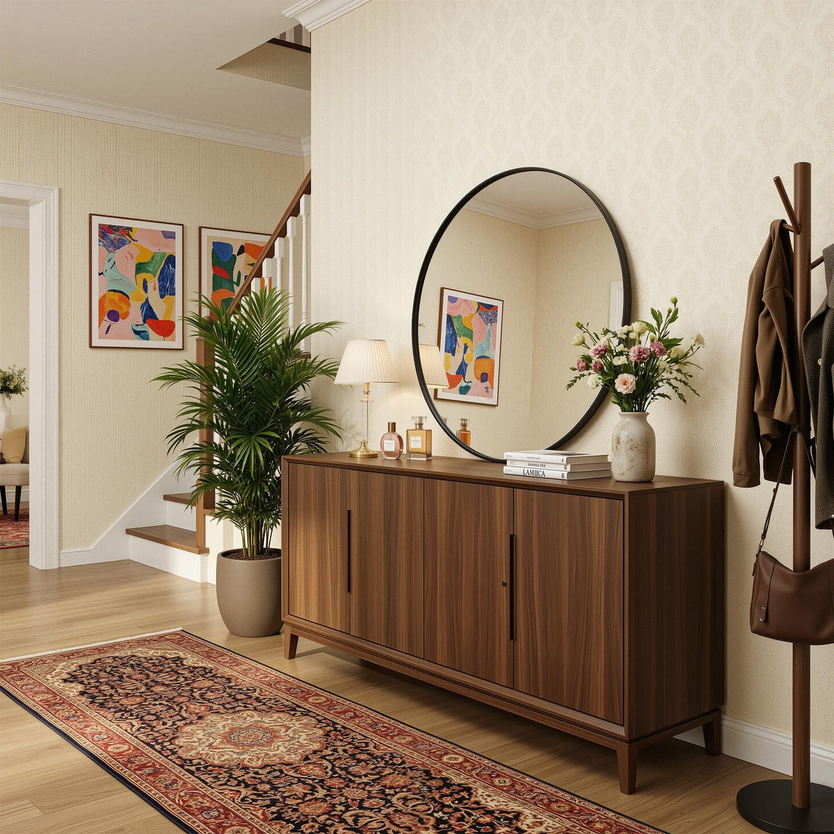 30 Inch Round Mirror for Wall, Round Bathroom Mirror, Circle Wall Mirrors with Black Metal Frame, Circle Mirrors