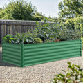 96x48x24 in Galvanized Raised Garden Bed Kit, Large Metal Planter Box with Gloves, Safety Rubber & Support Rod