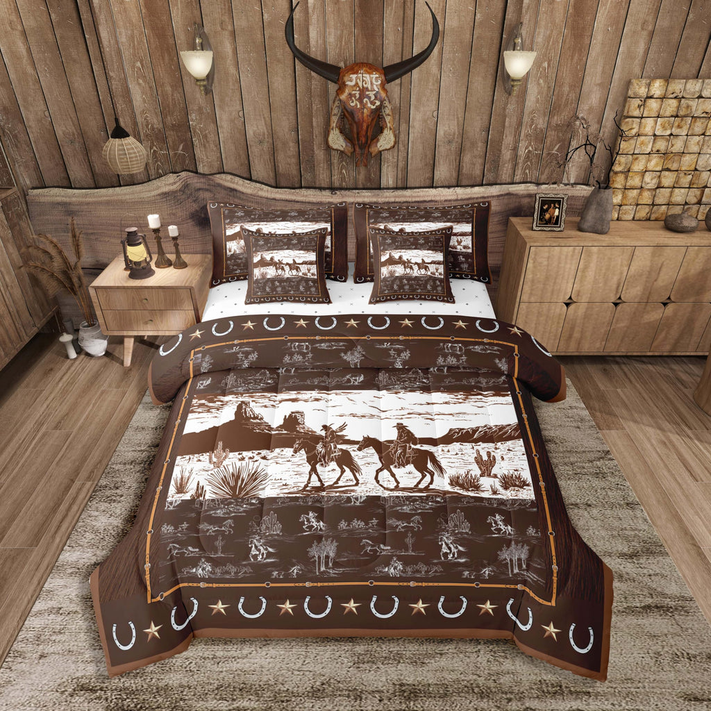 Western Aztec Comforter Set 7 Pieces Horse Bedding Set