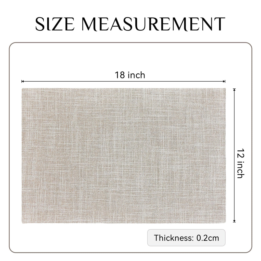 Faux Linen Cloth Placemats Set of 4-12 x 18 Inch, Cream