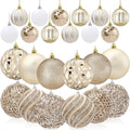 24 Pcs Large Champagne Gold Christmas Ball Ornaments, 4''-2.36''