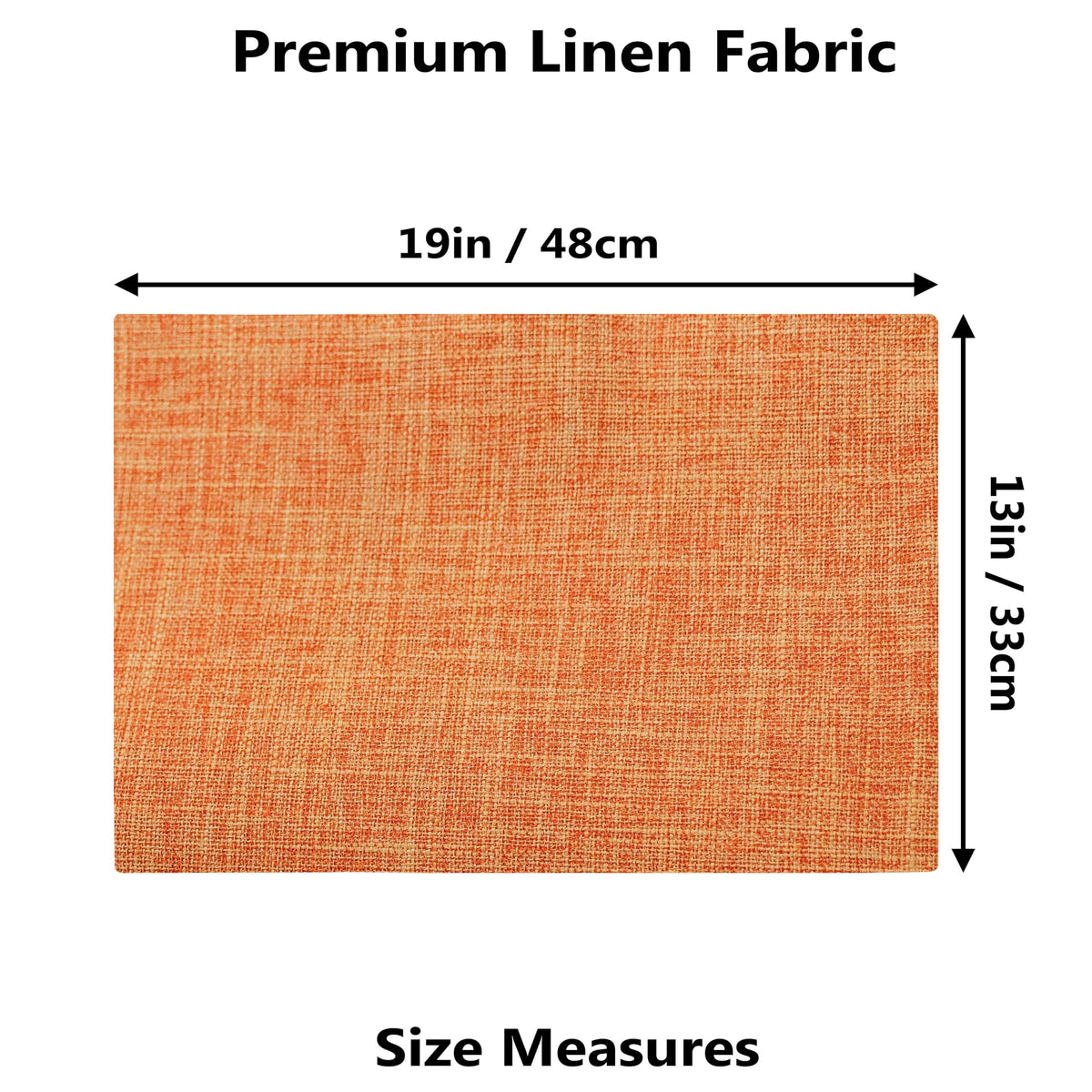 Orange Fall Placemats Set of 8 Linen Textured Fabric Place Mats Rectangle Cloth Table Mats Table Decor, 13x19 inch