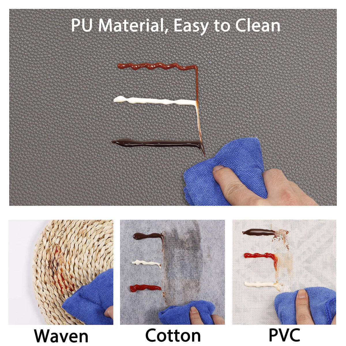 Set of 8 Faux Leather Placemats, PU Table Mats, Waterproof, Stain Resistant, Heat Resistant, Non-Slip Easy to Clean