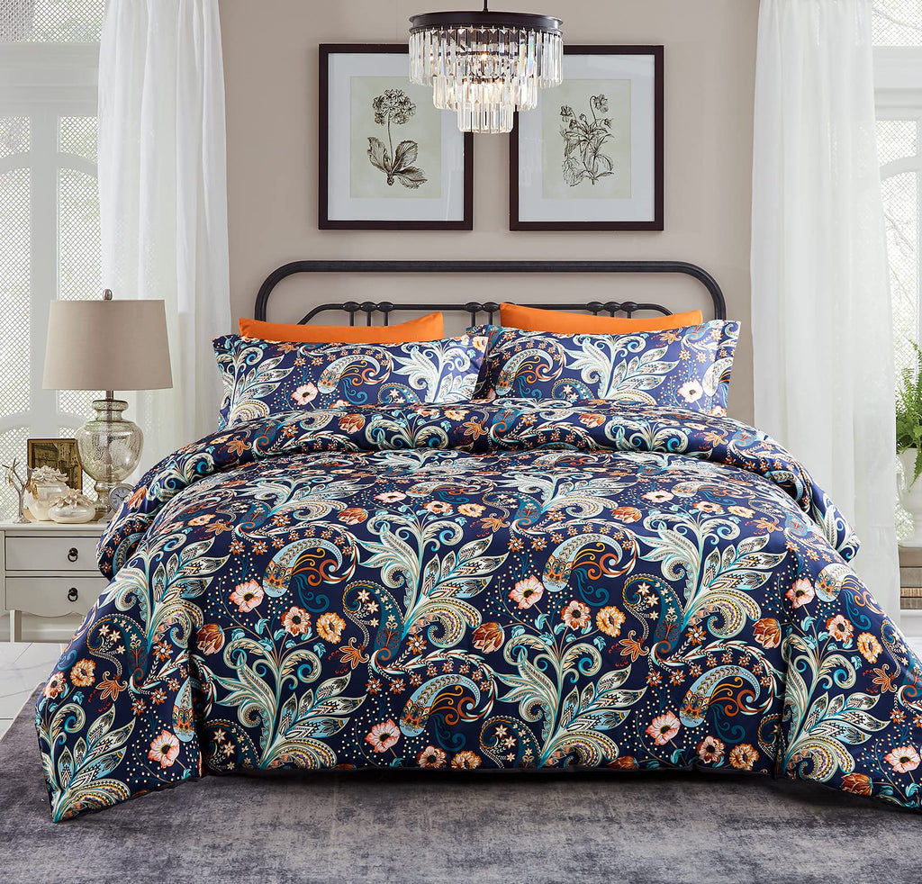 7 Piece Paisley Flower Bedding Comforter Bed in a Bag Set