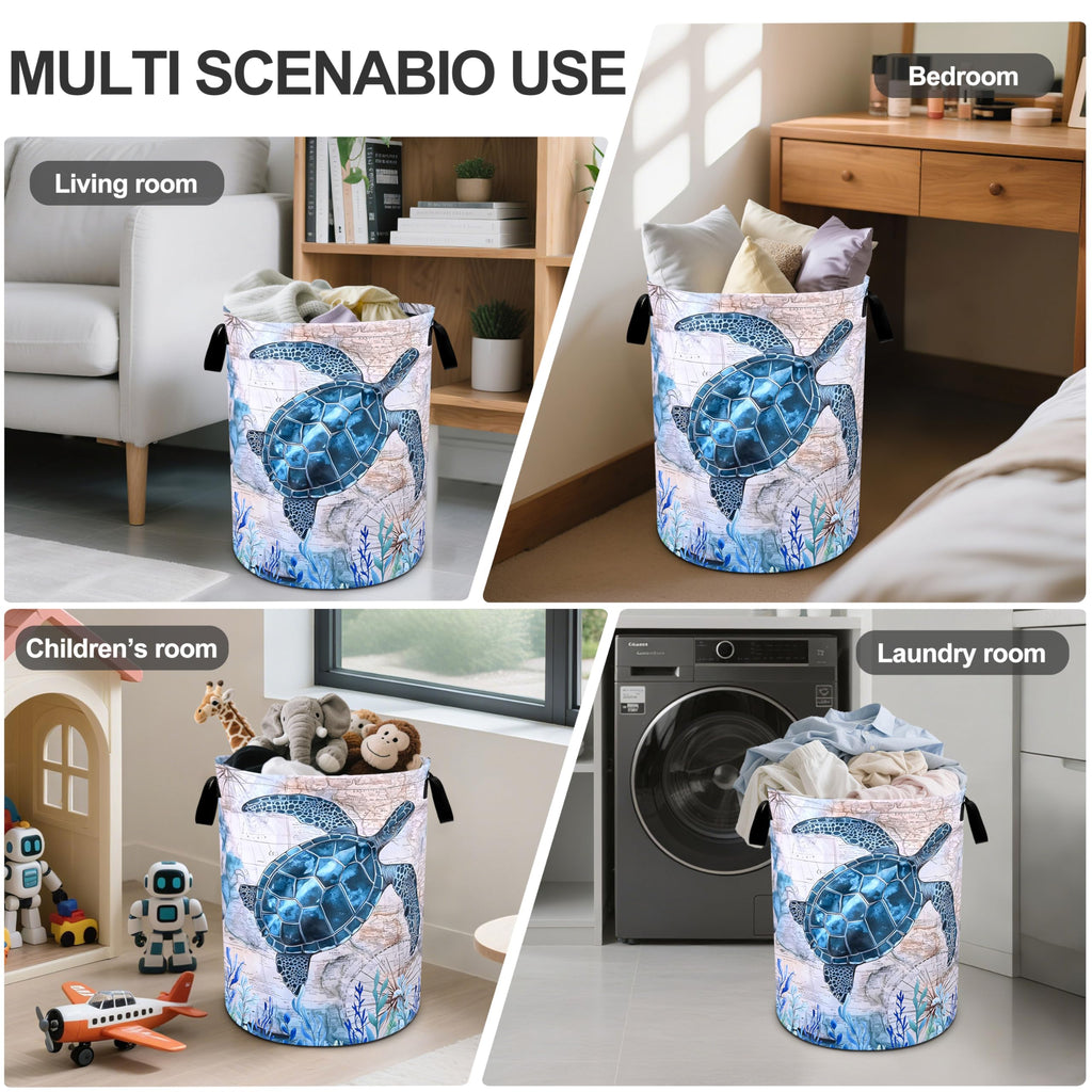 Sea Turtle Laundry Basket Foldable Oxford Cloth Tote Bag Laundry Hamper Clothes Storage Bucket Organizer /Laundry
