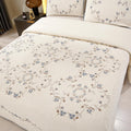 Quilt Set Blue Floral 3D Embroidery Pattern 3 PCS 100% Cotton Reversible Quilted Embroidered Decorative Bedspreads