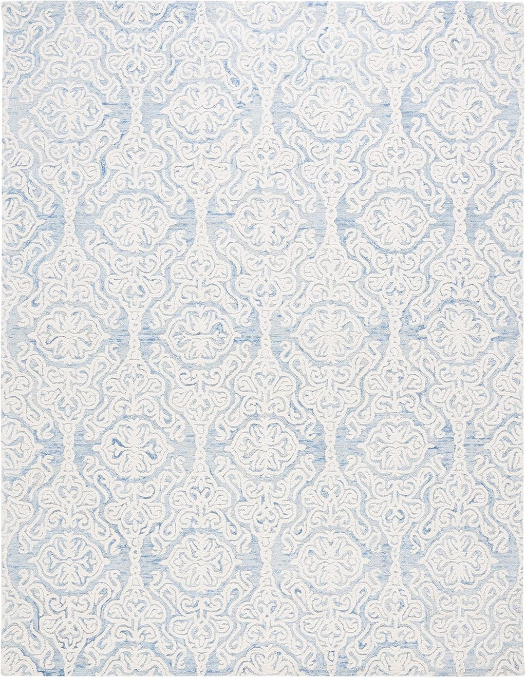 Blossom Collection Area Rug, Blue & Ivory, Handmade Wool, Ideal for High Traffic Areas in Living Room