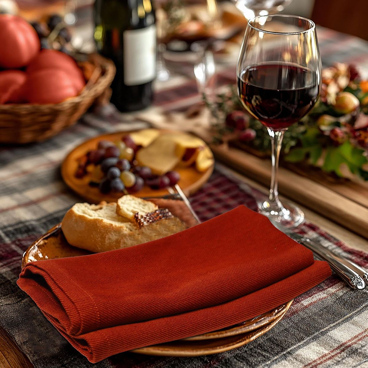 Thanksgiving Cloth Napkins - Set of 12 Soft 100% Cotton Napkin