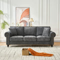 87" Oversized Chenille Sofa with Rolled Arms and Nailhead Trim, Upholstered Modern Style 3-Seater Couch with