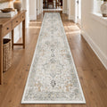 2x16 Washable Runner Rug Non Slip, Gray Beige