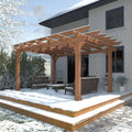 10x12 FT Wooden Pergola, Cedar Wood Gazebo with Flat Roof, Outdoor Garden Shelter with Stakes Included, Patio, Deck