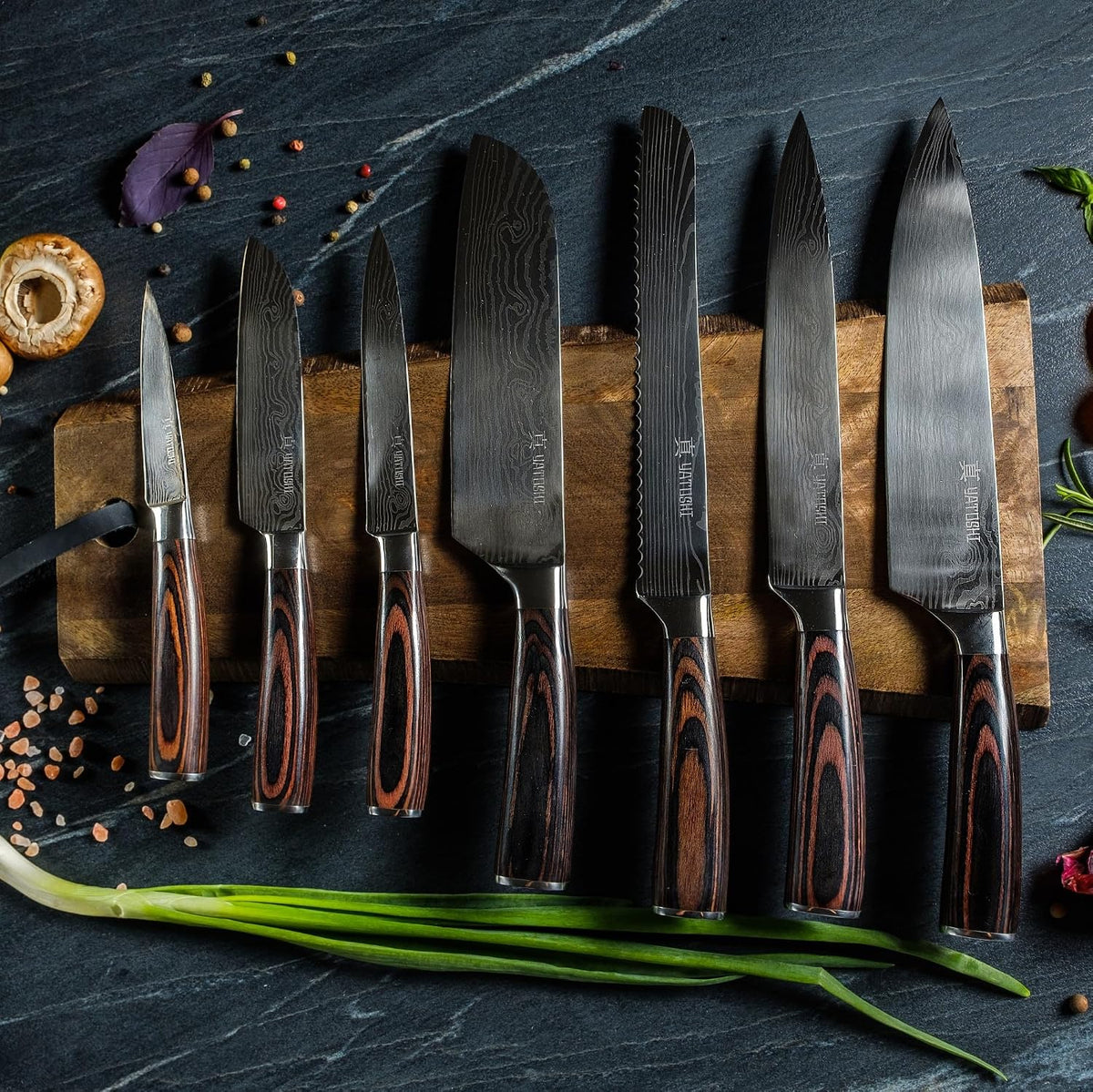 Professional Kitchen Knife Set, 15 Pieces, High Carbon Stainless Steel, Ergonomic Handle