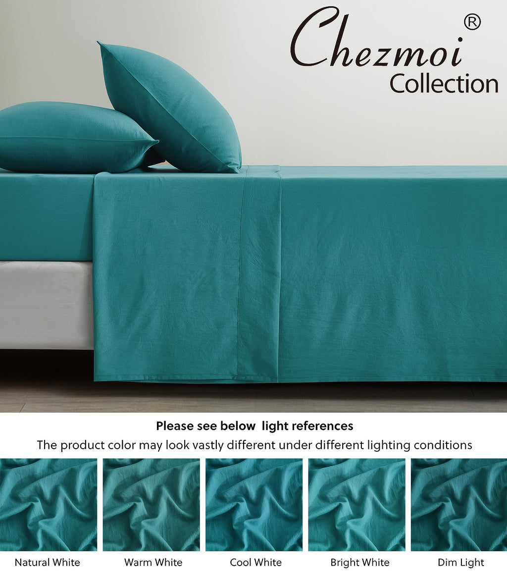 Washed Sheet Set - 4-Piece Extra Soft Breathable Wrinkle & Fade Resistant 14-Inches Deep Pocket Sheets &