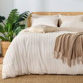 Seersucker Duvet Cover 3 Pieces Cream Gray