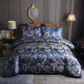 Comforter Set Silk Blanket All Season Bed Comforter Set Royal Blue Jacquard Quilt Soft Microfiber Bedding