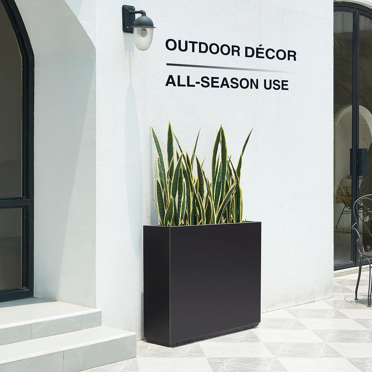 38Lx10Wx30H Fully Welded Metallic Planter Box for Outdoor Plants | No Assembly, Heavy-duty Metal Planter, Black with
