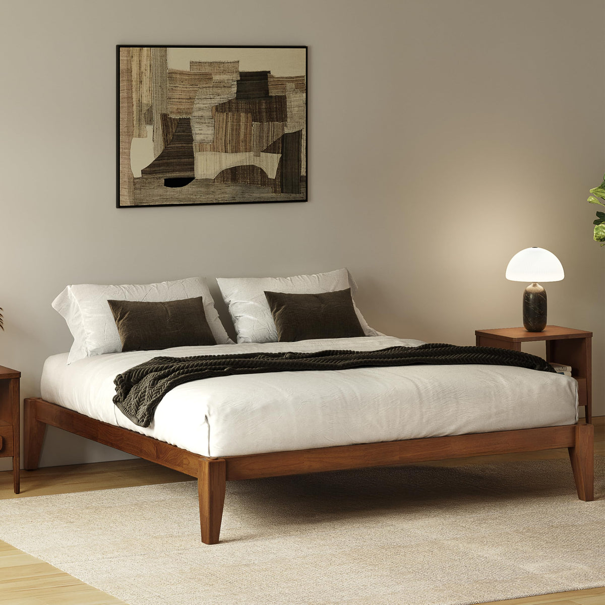 Thor Japanese Joinery Bed Frame King, Solid Wood (Walnut)
