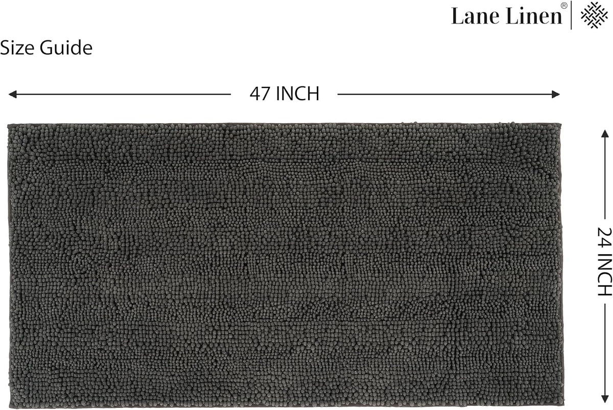 Bath Mat 24" x 47", Large Soft Absorbent Bath Mat, Non-Slip Comfortable Floor Mat, Microfiber Washable - Charcoal