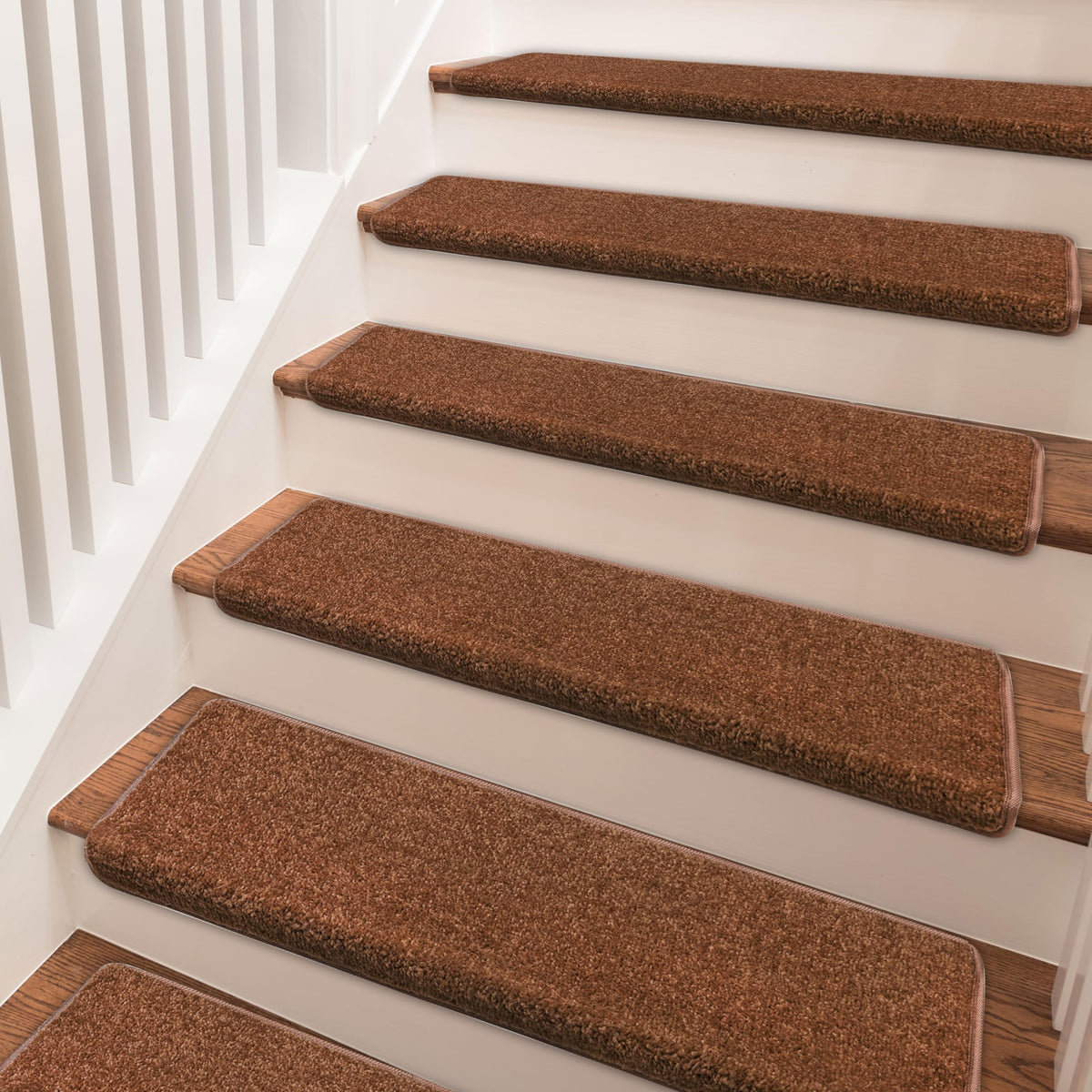 Bullnose Carpet for Wooden Steps Indoor Brown 2 Pcs