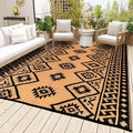 Outdoor Rug Waterproof Patio Rug Plastic Rug Black & Brown