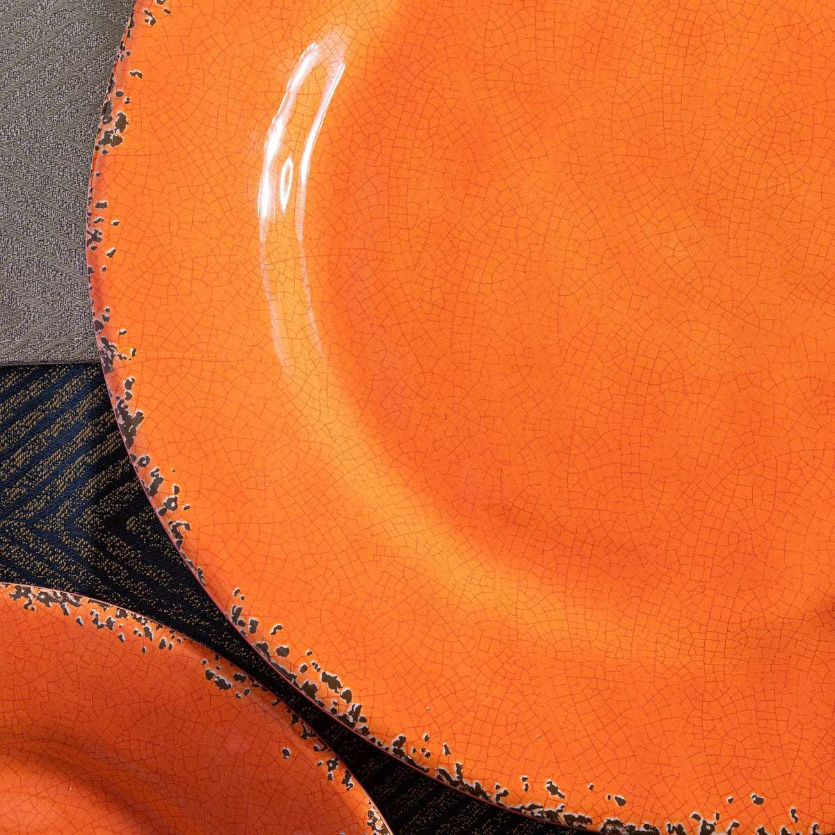 Fall Melamine Dishes Dinnerware Set, 12 Piece Service for 4, Orange