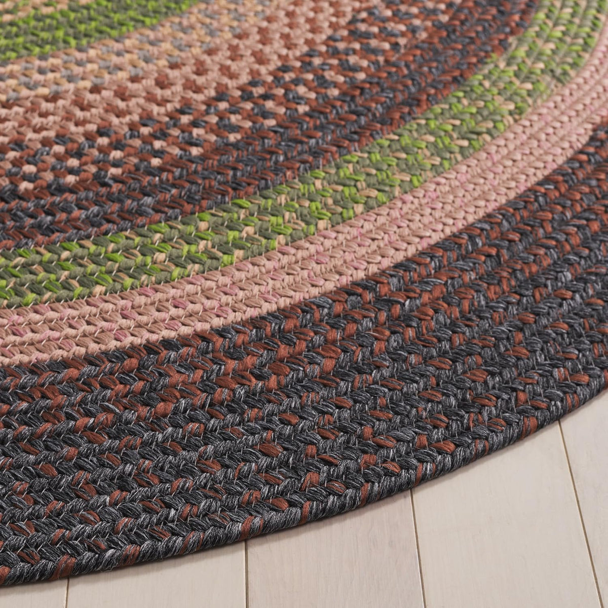 Braided Indoor/Outdoor Oval Rug, Brown & Green BRD314T