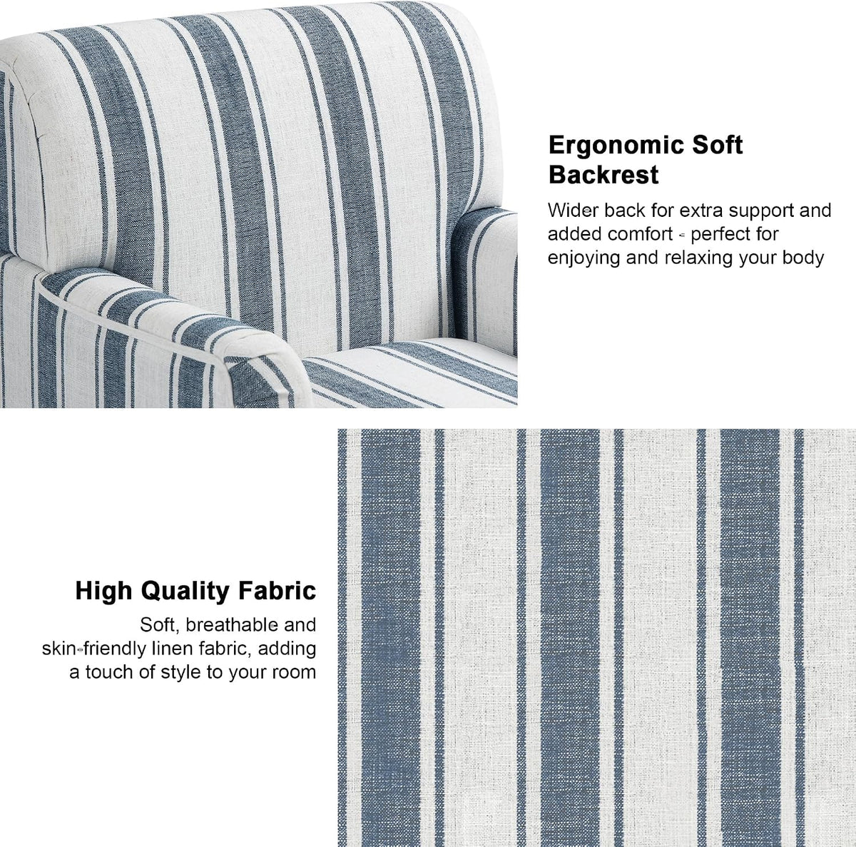 Accent Chair, Mid Century Modern Comfy Armchair , Linen Fabric Single Sofa Lounge for Reading Bedroom Apartment