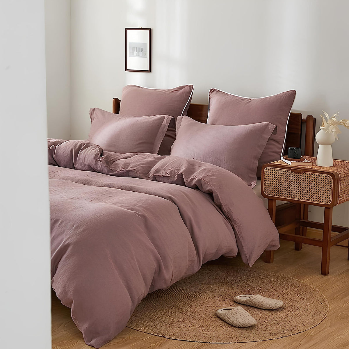 Dusty Rose Cotton Duvet Cover Comforter Cover Stonewashed Cotton Bedding Cover with 2 Pillowcase Custom Sizes Cotton
