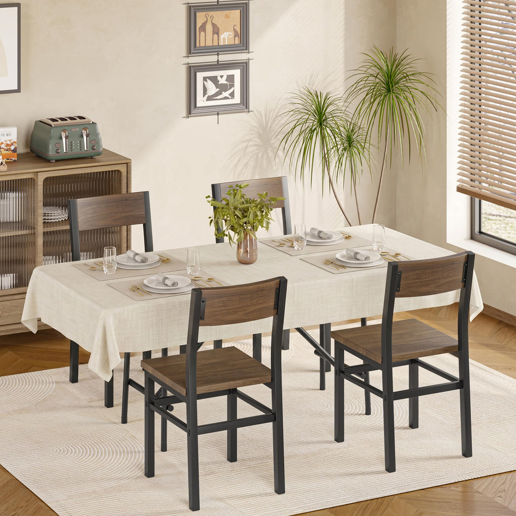Nut-Brown Dining Chairs Set of 4, Farmhouse Kitchen Room Chairs