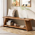 63-Inch Long Solid Wood Entryway Bench, Farmhouse Narrow Shoe Bench Seat, End of Bed with Storage for Entry, Hallway