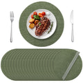 50 Pieces Round Burlap Placemats 11.8 Inch Reusable Sage Green Table Mats Heat Resistant Natural Jute Fibers