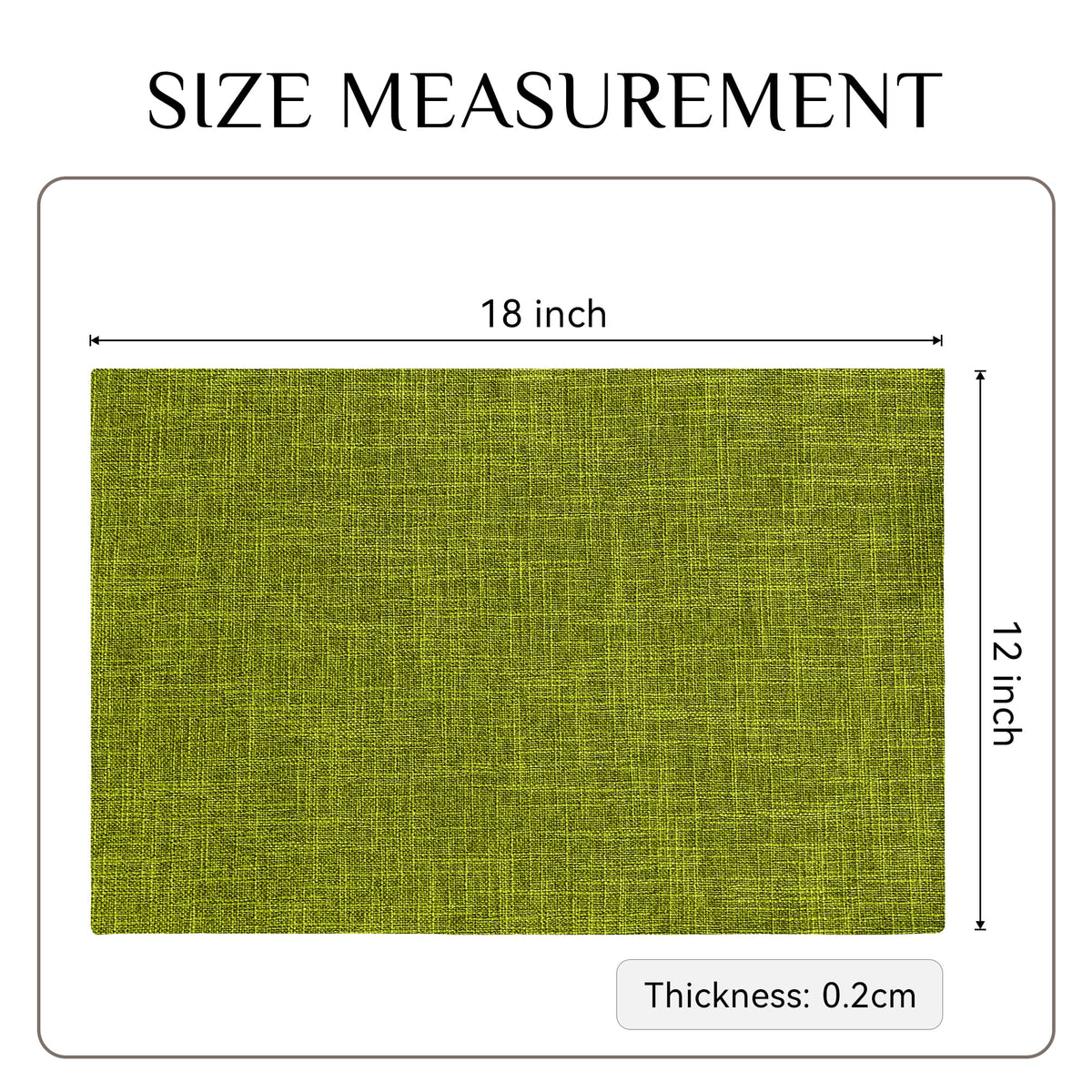 Faux Linen Cloth Placemats Set of 12-12 x 18 Inch, Lime Green