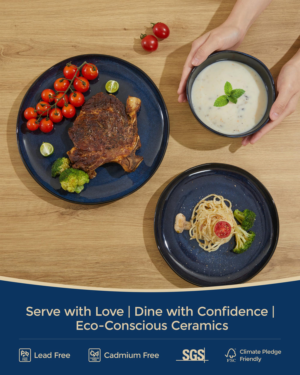 Stoneware Dinnerware Sets for 8, 24Pcs Ceramic Plates and Bowls Sets