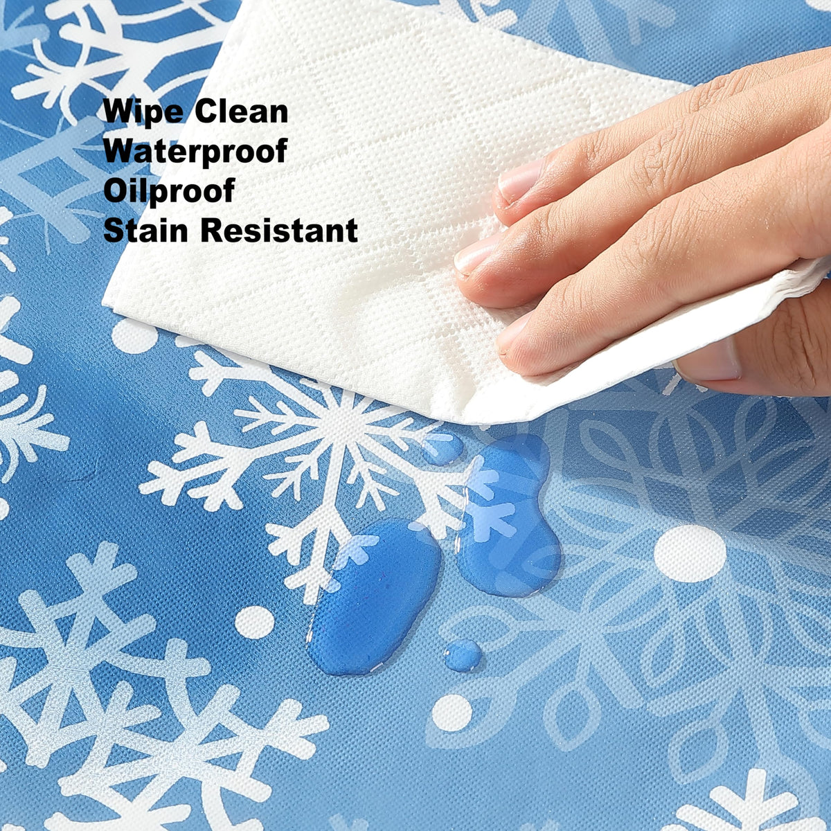 Christmas Blue Snowflakes 52 x 70 Inch Rectangle Vinyl Tablecloth
