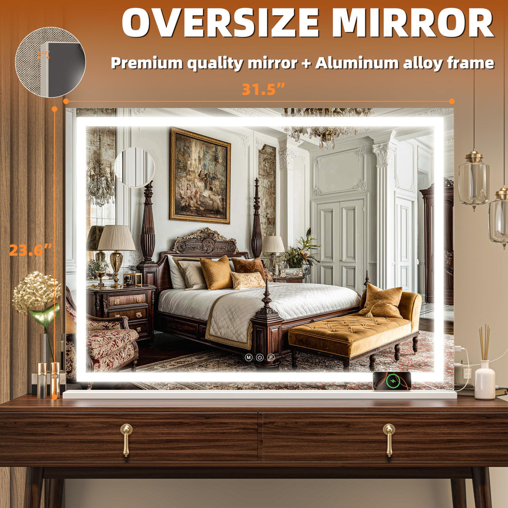 Vanity Mirror with Lights, 32" x 24" LED Makeup Mirror