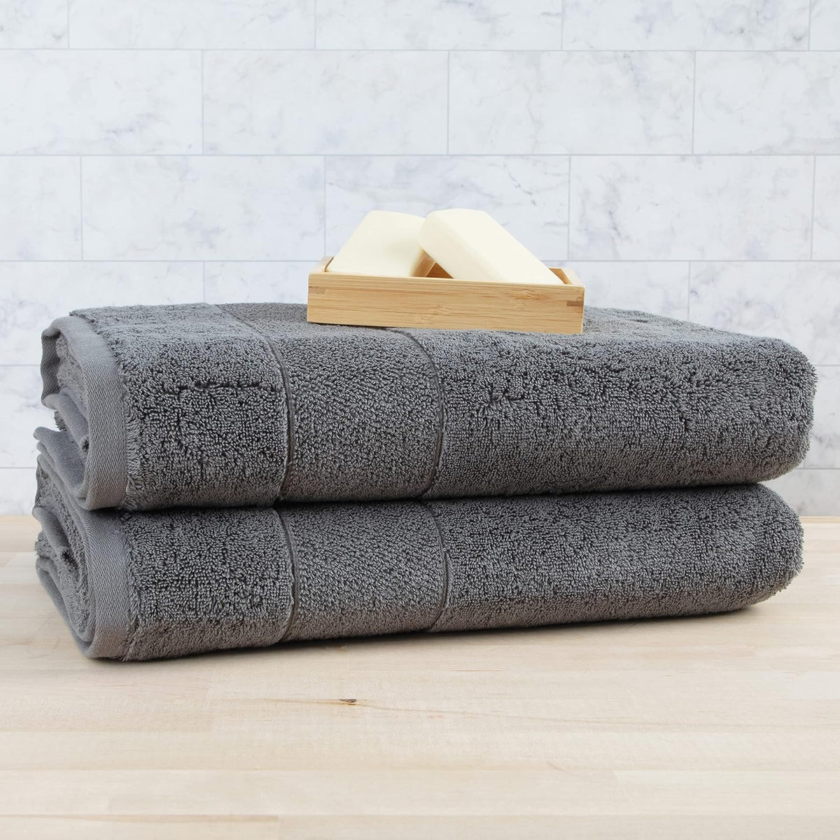 Aston & Arden Turkish Luxury Bath Towels (600 GSM, 30x60 in., 2-Pack), Thick Absorbent Color Block Soft Towels , Dark