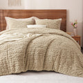 Fluffy Sherpa Fleece Comforter Set, 3 Pieces Warm Fuzzy Soft Bedding for Winter, 3D Tufted Flannel Plush Shaggy
