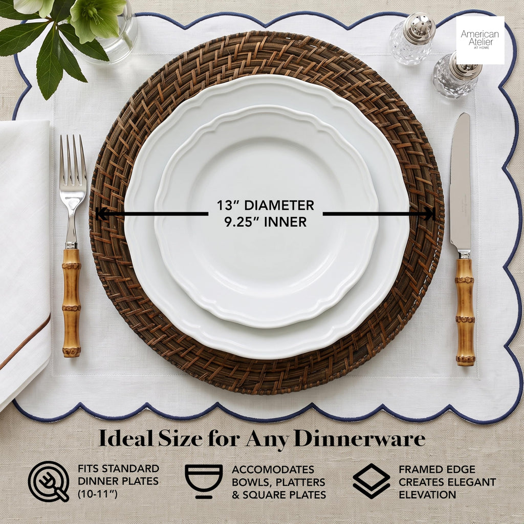 Rattan Plate Chargers, Round Woven, Harvest, Set of 12
