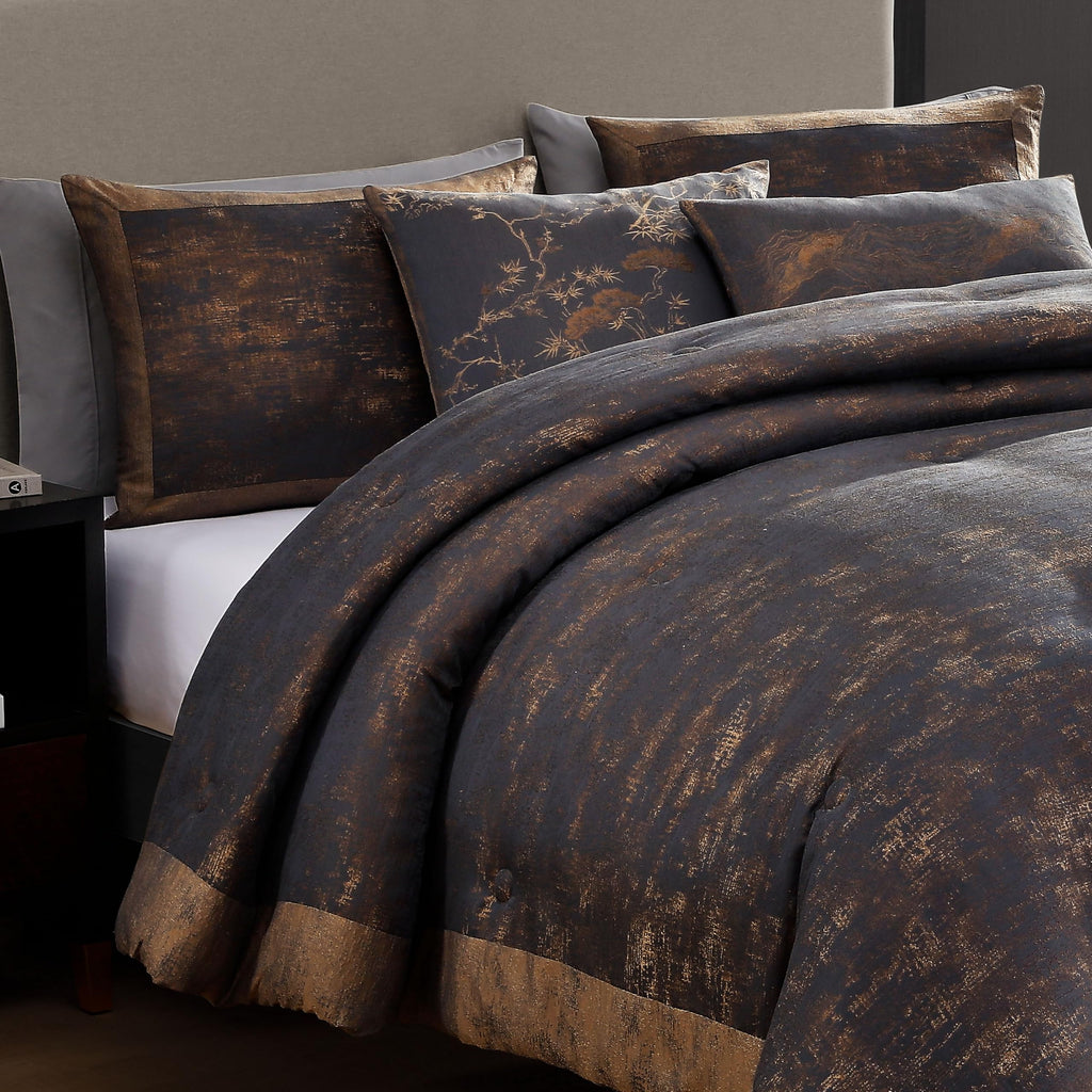 Texture Jacquard 5 Piece Comforter Set, Grey