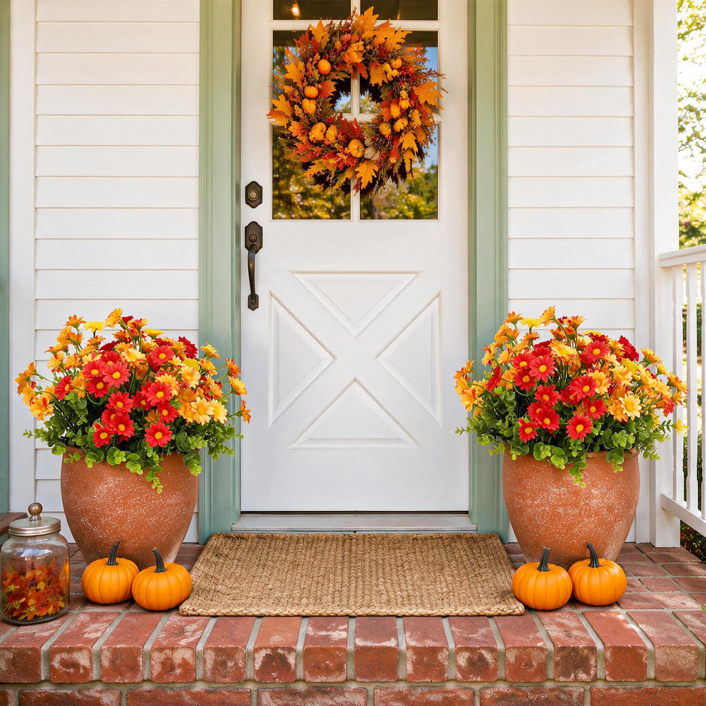 Mums Flowers, 12 Faux Chrysanthemum Bouquet Set Fake Fall Flower