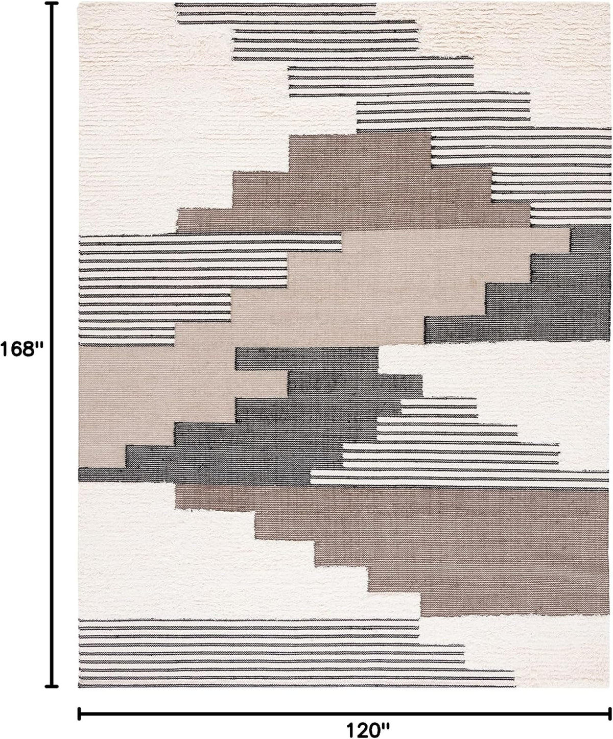 Kenya Collection Area Rug, Black & Ivory, Handmade Southwestern Wool, Ideal for High Traffic Areas in