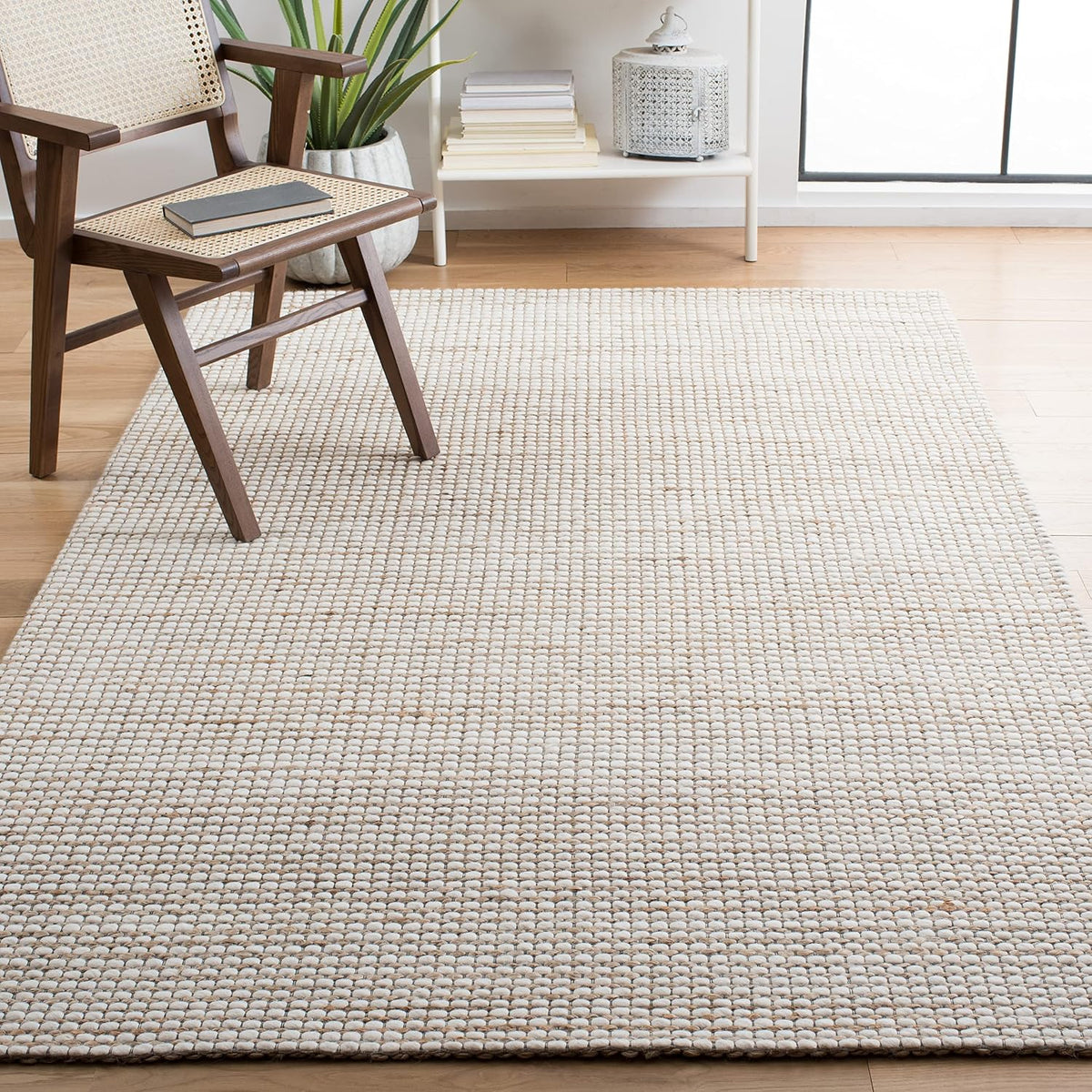 Natural Fiber Collection Area Rug - 8' Square, Natural & Ivory, Handmade Farmhouse Jute & Wool, Ideal for High