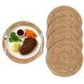 13 in Round Woven Placemats Plate Chargers Set of 4, Boho Farmhouse Rustic Woven Place Mats for Dining Table Decor