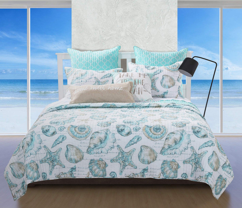 Barefoot Bungalow - GL-1709GMSK Cruz Coastal Quilt Set, 3-Piece, White